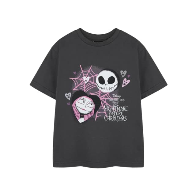(13-14 Years) Disney The Nightmare Before Christmas Short Sleeved T-Shirt (Girls Grey)