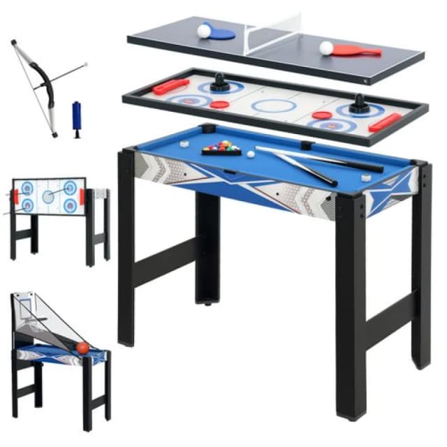 SPORTNOW SPORTNOW 5 in 1 Multi Games Table Combo Sports Game Table for Kids, Blue