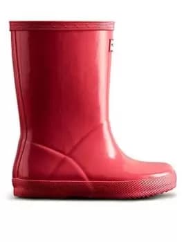 Hunter Kids First Classic Gloss Wellington Boot, Pink, Size 4 Younger