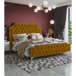 Gaia Bed King Plush Velvet Mustard