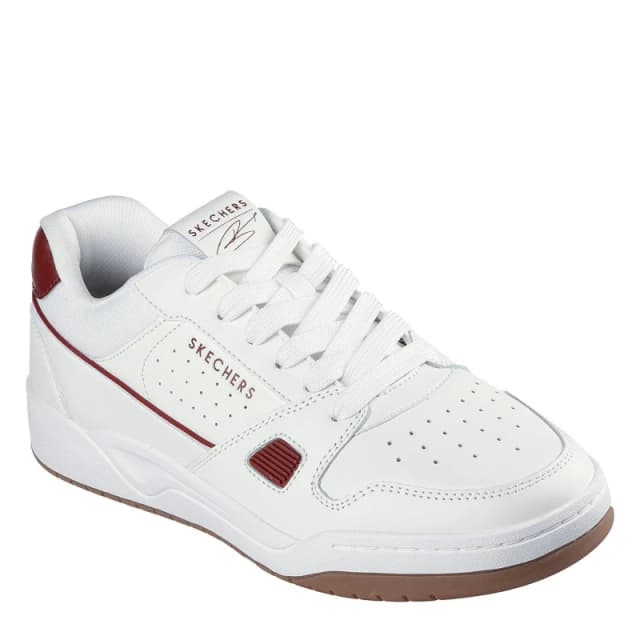 Skechers Mens Harry Kane Collab Leather Low-Top Trainers White/Burgundy male 7 (41)