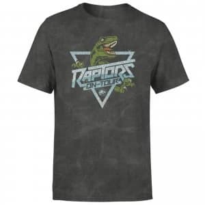 Jurassic Park Raptors On Tour Unisex T-Shirt - Black Acid Wash - XL