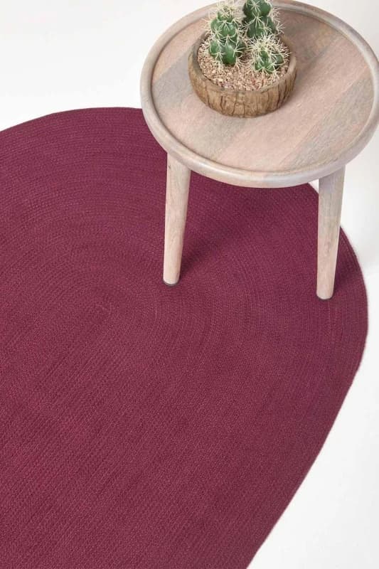 Homescapes Plum Handmade Woven Braided Round Rug, 150 Cm