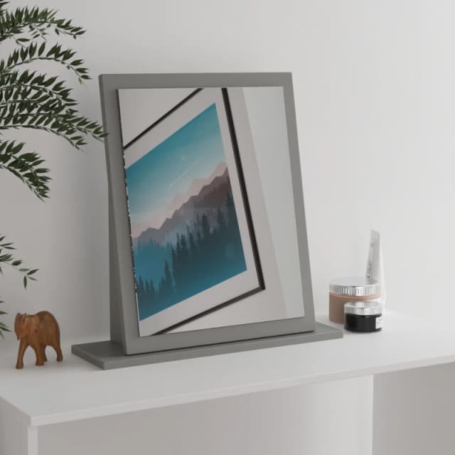 Messina Matt & Satin Dusk Grey Rectangular Framed Mirror (H)48.3Cm (W)47.8Cm