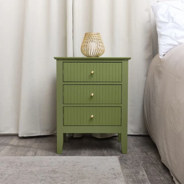 Melody Maison 3 Drawer Bedside Table - Hales Green Range Dark Green