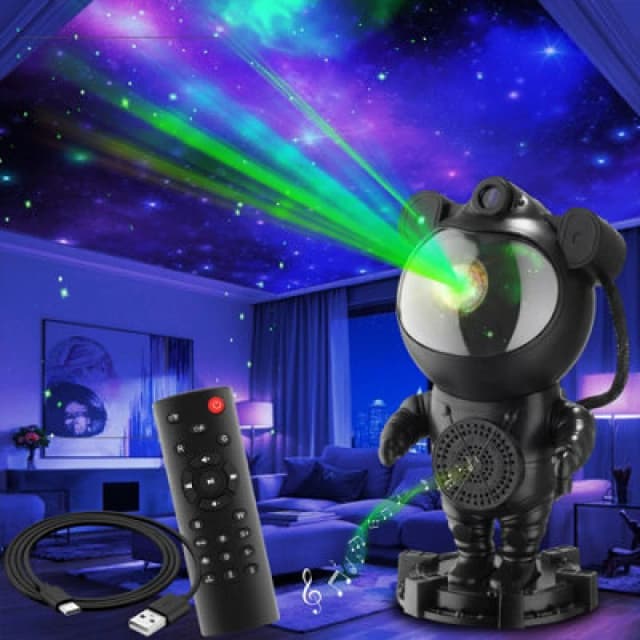 Tectake LED Starry Sky Projector Astronaut - With Bluetooth And Remote Control - Black