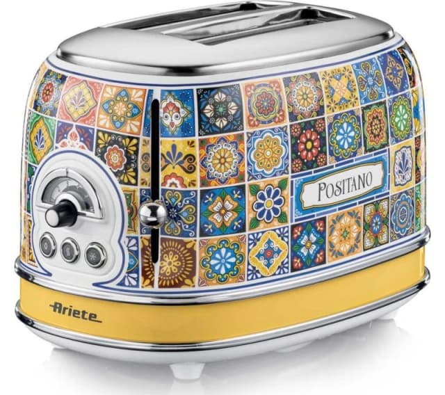 ARIETE Positano 0155/1P 2-Slice Toaster - Yellow & Blue,Silver/Grey,Yellow 8003705122802