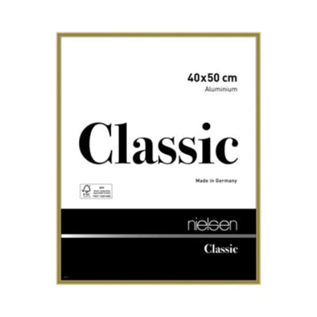 Nielsen Classic Polished Gold Aluminium Picture Frame 40X50Cm - With Float Glass And Push/turn Clips