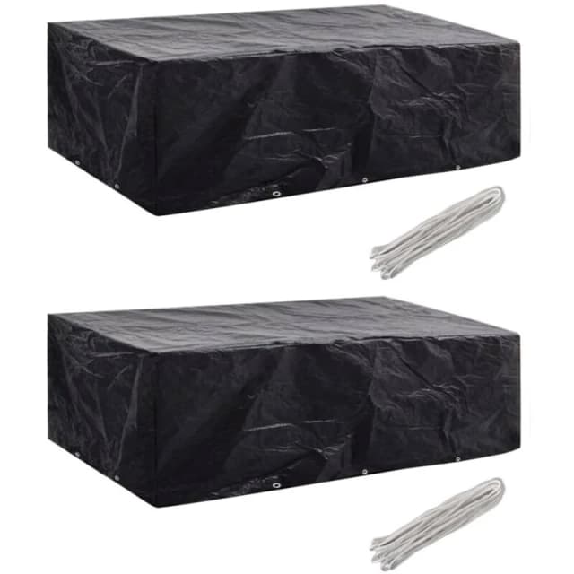 vidaXL 2x Garden Patio Furniture Covers 8 Persons Poly Rattan Set 10 Eyelets