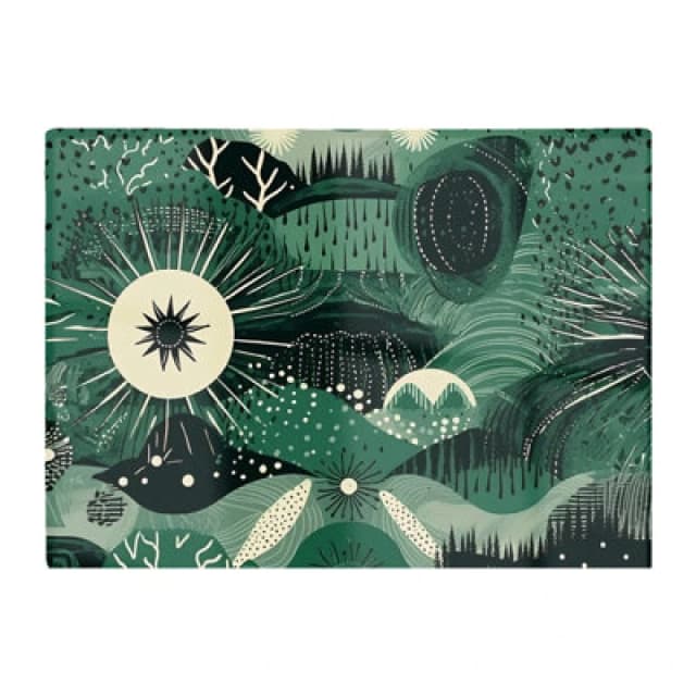 Warren Reed Designer Abstract Green Moon Glass Chopping Board