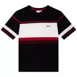 Boss Stripe Logo T Shirt - Black