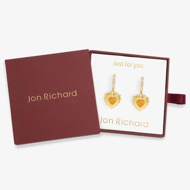 Jon Richard Gold Plated Heart Birthstone Earrings - November Gold female One Size