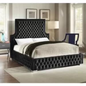 Envisage Trade - Yanis Upholstered Beds - Plush Velvet, King Size Frame, Black - Black