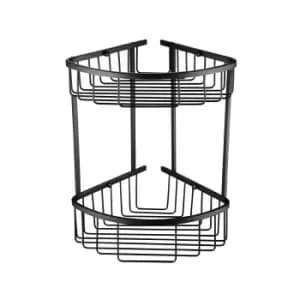 Matt Black 2 Tier Corner Shower Caddy - Arissa