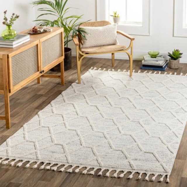 Livabliss Scandi Geometric High Pile Ivory/grey Rug Norah Area Rug 160 X 213cm - Easy Care, Non Shedding, Ideal For Living Room & Bedroom