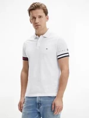 Tommy Hilfiger Icon Flag Cuff Slim Fit Polo Shirt, White Size M Men