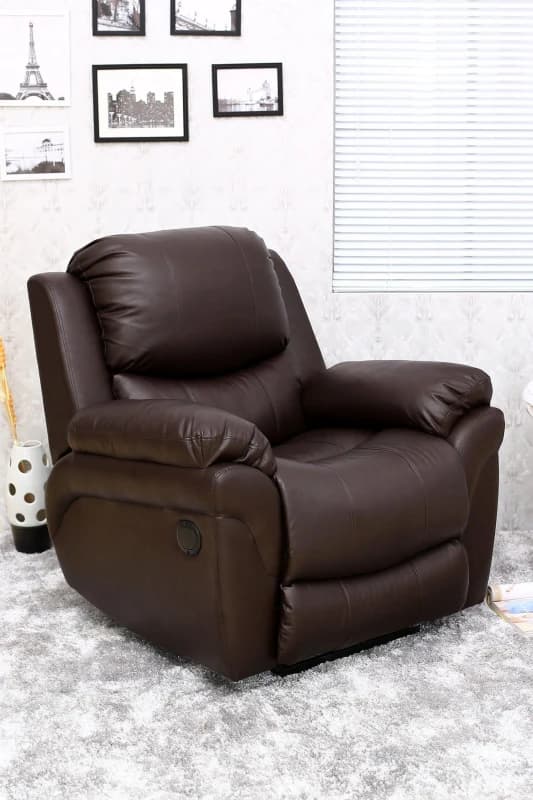 Madison Automatic Leather Recliner Chair - Brown, Brown 5.05574E+12