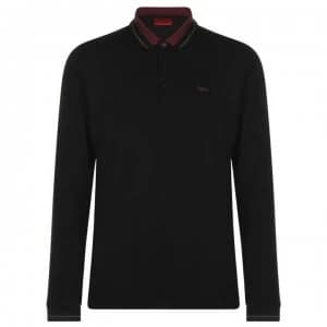 Hugo Boss Donal 201 Long Sleeve Polo Shirt Black Size L Men