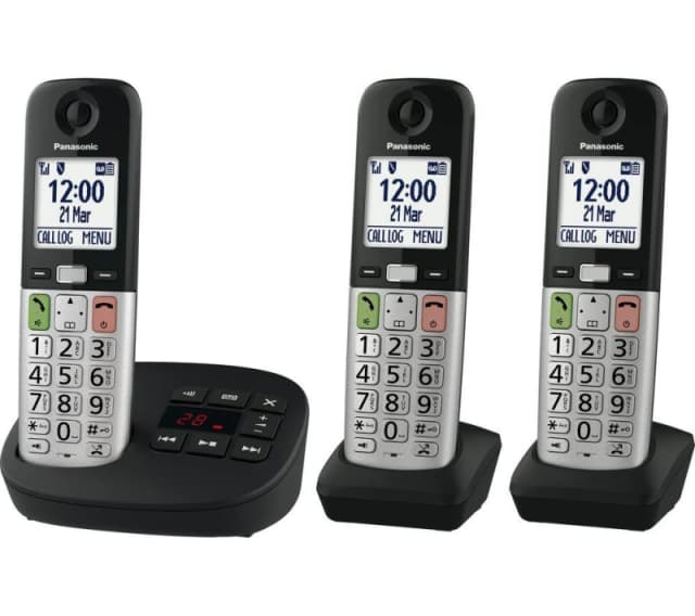 Panasonic Panasonic KX-TGU433EB Digital Cordless Phone, Answering Machine, 3 Handsets in Black One Size Unisex 5025232969128