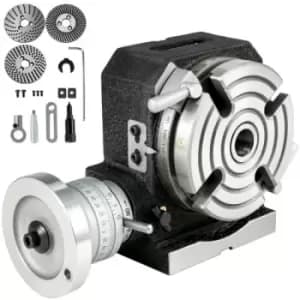 VEVOR Rotary Table 4inch(100mm) Horizontal Vertical Milling Table 2/5inch(10mm) 4-Slot Milling Rotary Table MT-2 Rotary Table for Milling with Indexin