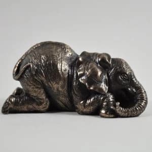 Elephant Lying Down Cold Cast Bronze