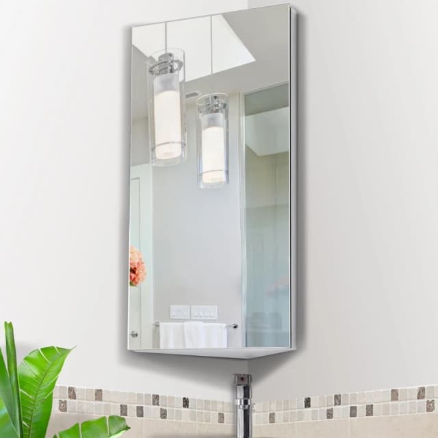 HOMCOM HOMCOM Wall Mounted Bathroom Mirror Glass Storage Stainless Steel Cupboard in Silver Silver One Size Unisex 5056399185847