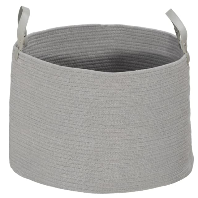 HOMCOM 88L Cotton Rope Laundry Basket with Handles for Pillows Clothes Grey - Homcom 5056725591861