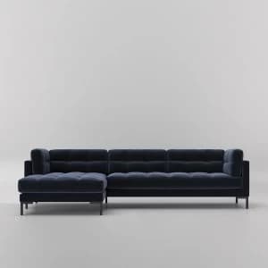 Swoon Landau Velvet Corner Sofa - Left Hand Side - Corner Sofa - Ink