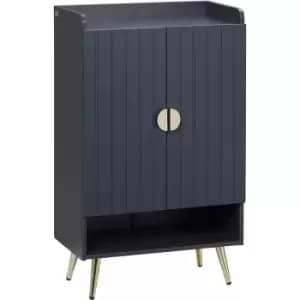 HOMCOM Shoe Storage Cabinet with Beadboard Doors for 15 Pairs of Shoes, Grey - Grey