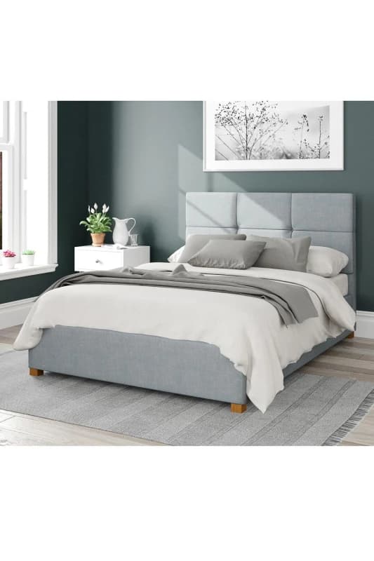 Aspire Aspire Caine Upholstered Ottoman Storage Bed, Malham Weave Fabric in Light Blue Size: Double Light Blue Double Unisex 5057632187987