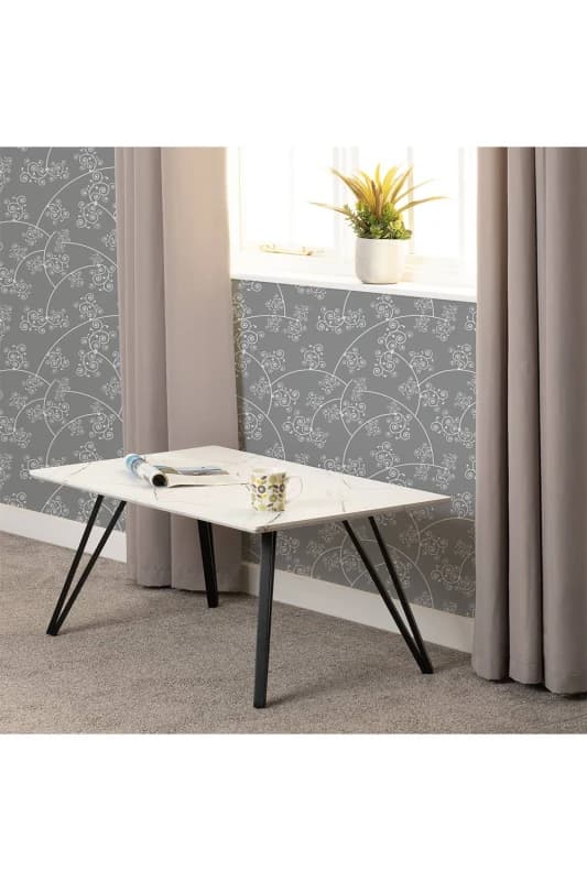 Seconique Marlow Coffee Table White Marble Effect Black Legs