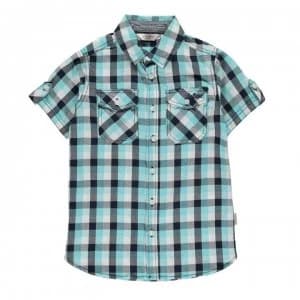 Lee Cooper Short Sleeve Check Shirt Junior Boys - Turq/Navy/White