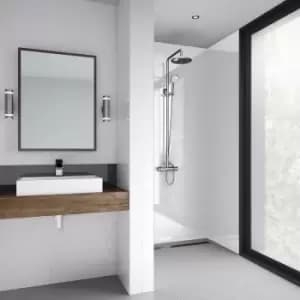 Mermaid Gloss Laminate Shower Wall Panel Square Edged 2420mm x 1200mm in White