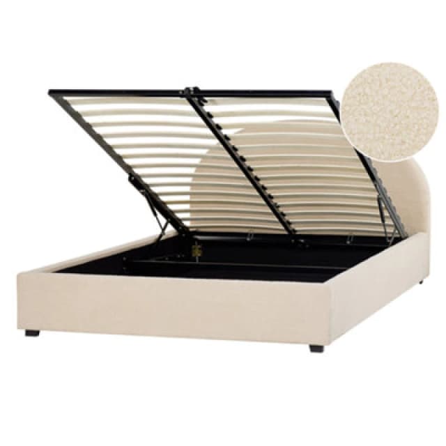 Beliani Ottoman Bed Boucle Vaucluse 140 X 200 Cm (Eu Double) Beige