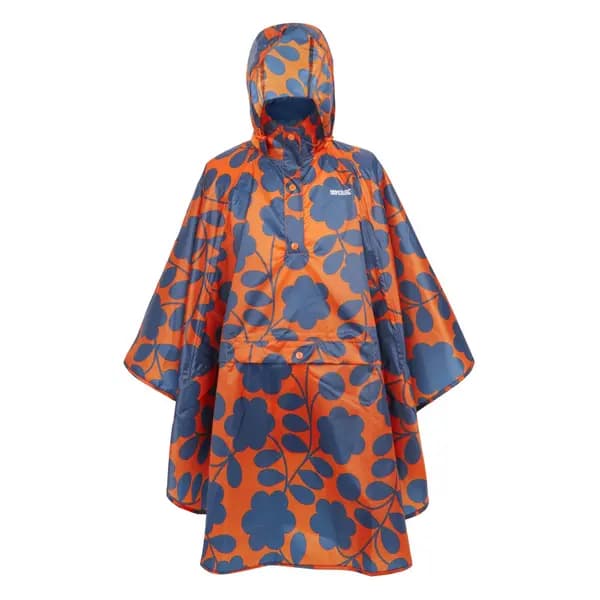 Regatta Womens Orla Festive Lightweight Packaway Poncho One Size Orange Floral RWW435-D5Q-ONE