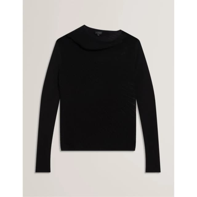 Ted Baker Womens Long Sleeve Sheer Knitted Top Black female 8 (XS)