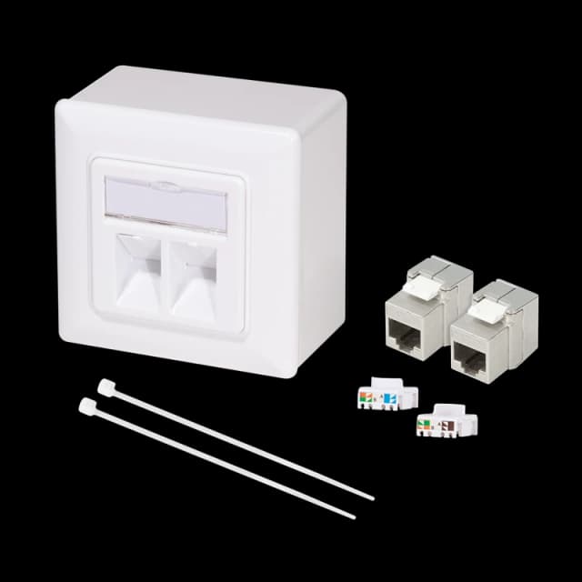 LogiLink Modular Cat.6A Wall Outlet 2xRJ45 STP. w. backbox. signal whi