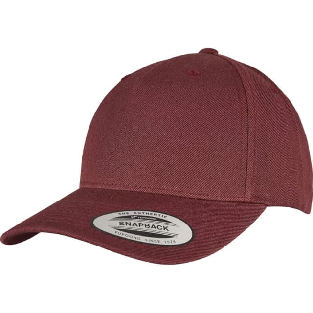 Yupoong Flexfit 5 Panel Snapback Cap in Maroon Maroon Unisex One Size