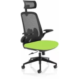 Lasino Executive Bespoke Fabric Seat Myrrh Green Mesh Chair With Folding Arms