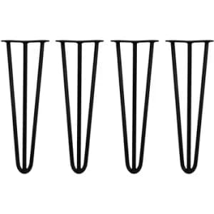 4 x Hairpin Leg - 16 - Black - 3 Prong - 12m - Black