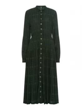 Free People Button Front Long Sleeve Dress Green