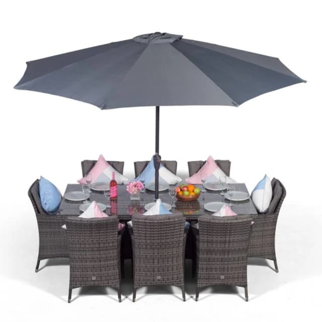Thats Furniture Savannah Rectangular 8 Seater Rattan Patio Dining Set in Grey Grey Unisex