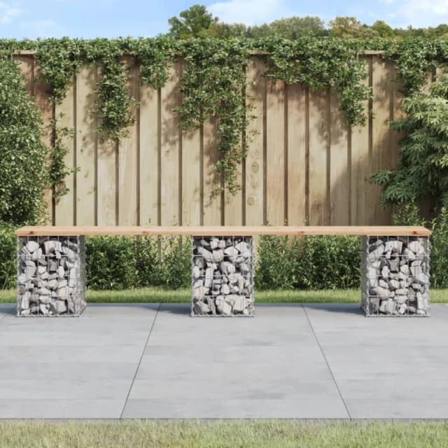 vidaXL Garden Bench Gabion Design 203x31x42cm Solid Wood Pine, Brown 834332