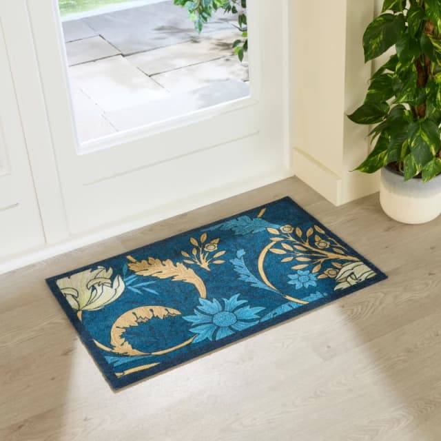 Artsy Mats William Morris Blue Indoor Washable Doormat 80X50Cm, Blue IND8050-WMBlue