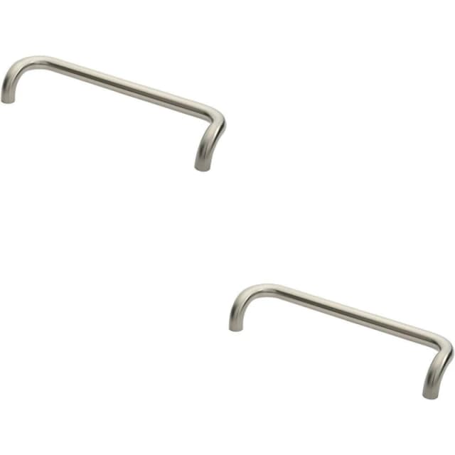 Loops 2x Cranked Pull Handle 480 x 30mm 450m Fixing Centres Satin Stainless Steel Metallics unisex