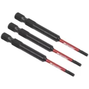 Sealey AK8260 Hex 2.5mm Impact Power Tool Bits 75mm - 3pc