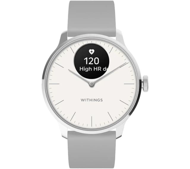 WITHINGS ScanWatch Light Hybrid Smartwatch - Pearl White, 37 mm, Silver/Grey,White 3700546708343