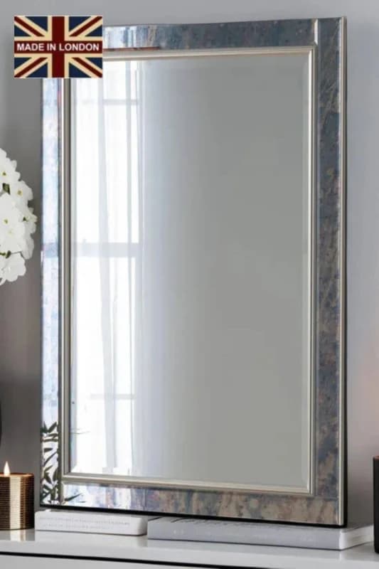 Yearn Mirrors Yearn Mirrors Antique Mottled Lunar Wall Mirror Bevelled in Metallic Silver Metallic Silver One Size Unisex 0716053067548