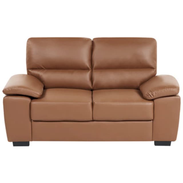 Beliani Sofa 2 Seater Vogar Faux Leather Golden Brown