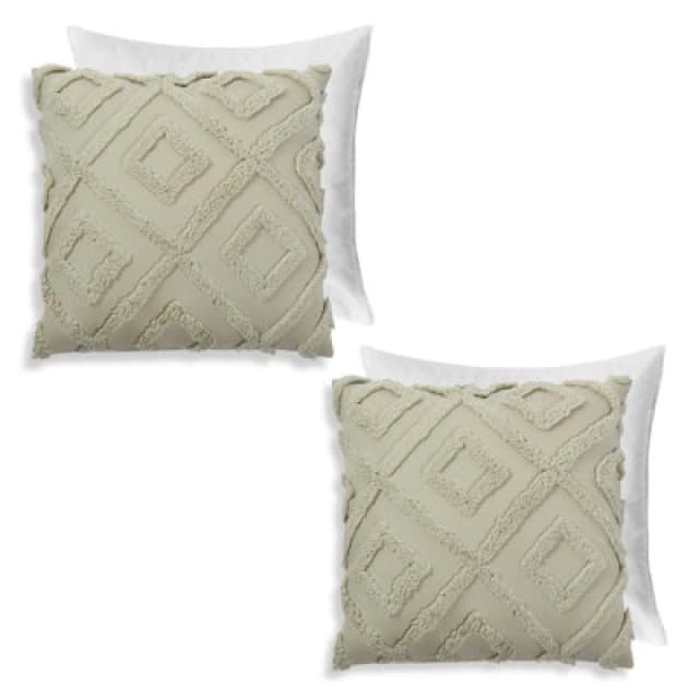 OHS OHS 2 Pack Tufted Arch Filled Cushion Cover in Green Size: 45cm x 45cm Green 45cm x 45cm Unisex 5027434233243